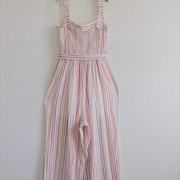 Mi Ami Francescas Womens Pink Multi Striped Pantsuit Jumpsuit Romper S New - Picture 2 of 8